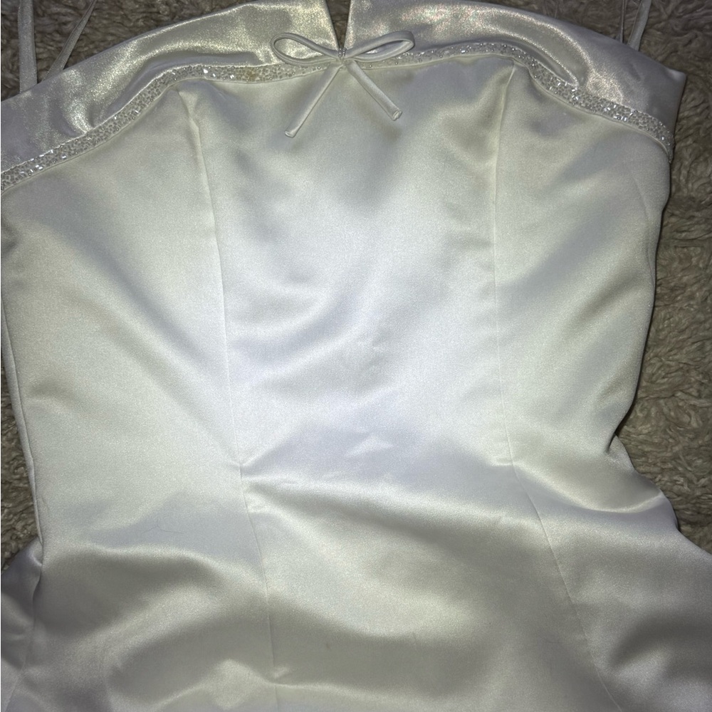 Elegant White Satin Dress
